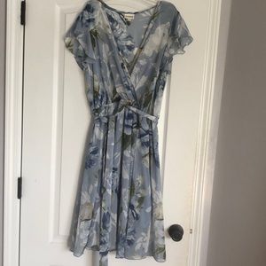 Women’s Blue Floral Print Midi Dress